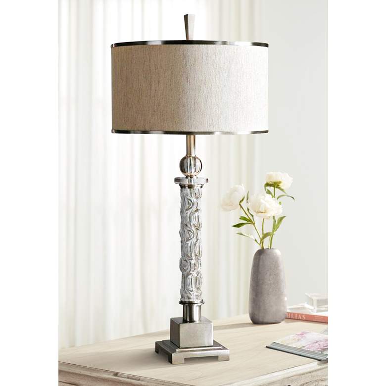 Image 1 Uttermost Campania Carved Glass Table Lamp