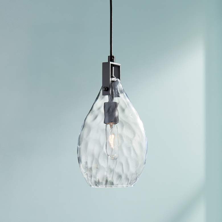 Uttermost Campester 9&quot; Wide Black and Clear Mini Pendant
