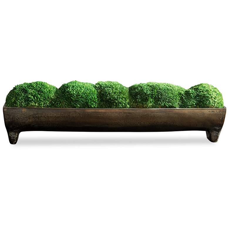 Image 2 Uttermost Canal Green Moss 17"W Faux Plant in Elongated Tray