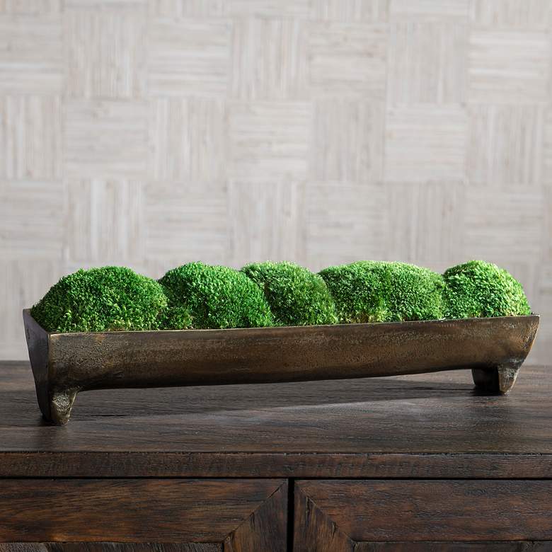 Image 1 Uttermost Canal Green Moss 17"W Faux Plant in Elongated Tray