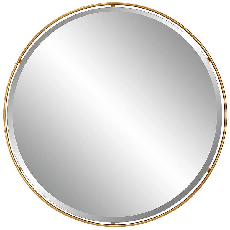 Image 2 Uttermost Canillo Gold Leaf 42" Round Oversized Wall Mirror