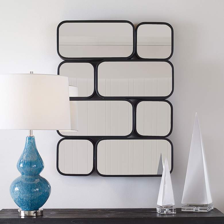 Image 1 Uttermost Canute Satin Black Metal 32" x 23 3/4" Wall Mirror