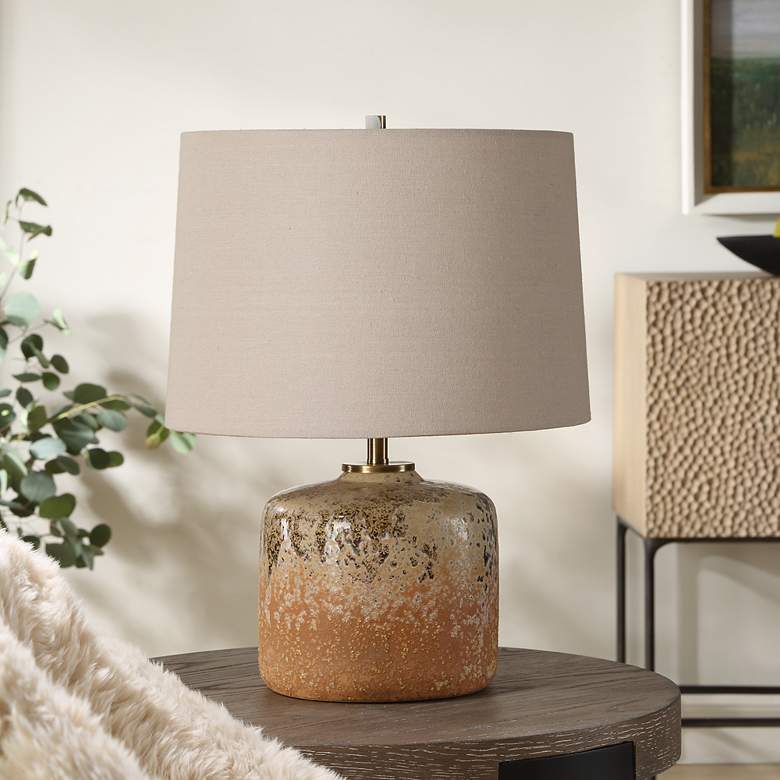 Image 3 Uttermost Canyon 17 3/4" Chocolate and Tan Mottled Ceramic Table Lamp more views