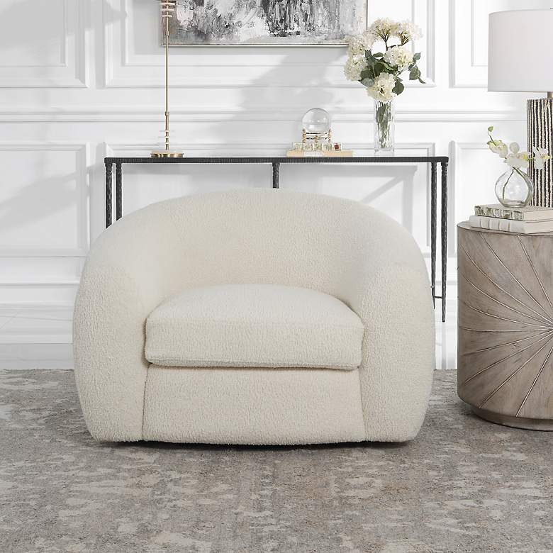 Image 3 Uttermost Capra 43" Wide Off White Shearling Swivel Chair more views