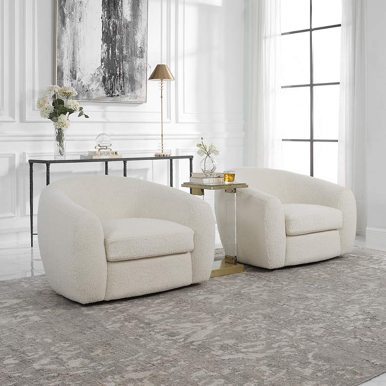 Image 5 Uttermost Capra 43" Wide Off White Shearling Swivel Chair more views