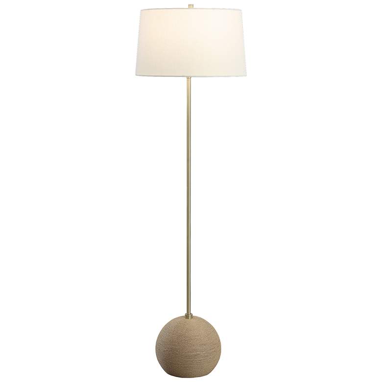 Image 1 Uttermost Captiva 65 inch High Contemporary Brass and Rattan Floor Lamp