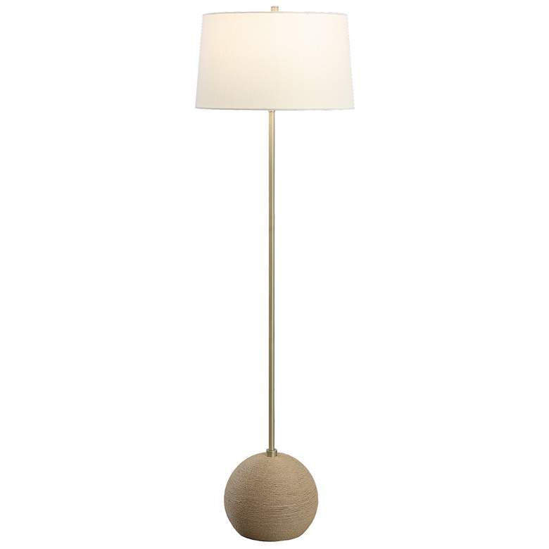 Image 1 Uttermost Captiva 65" High Contemporary Brass and Rattan Floor Lamp