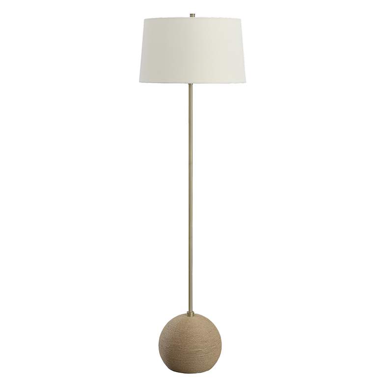 Image 2 Uttermost Captiva 65 inch High Contemporary Brass and Rattan Floor Lamp more views