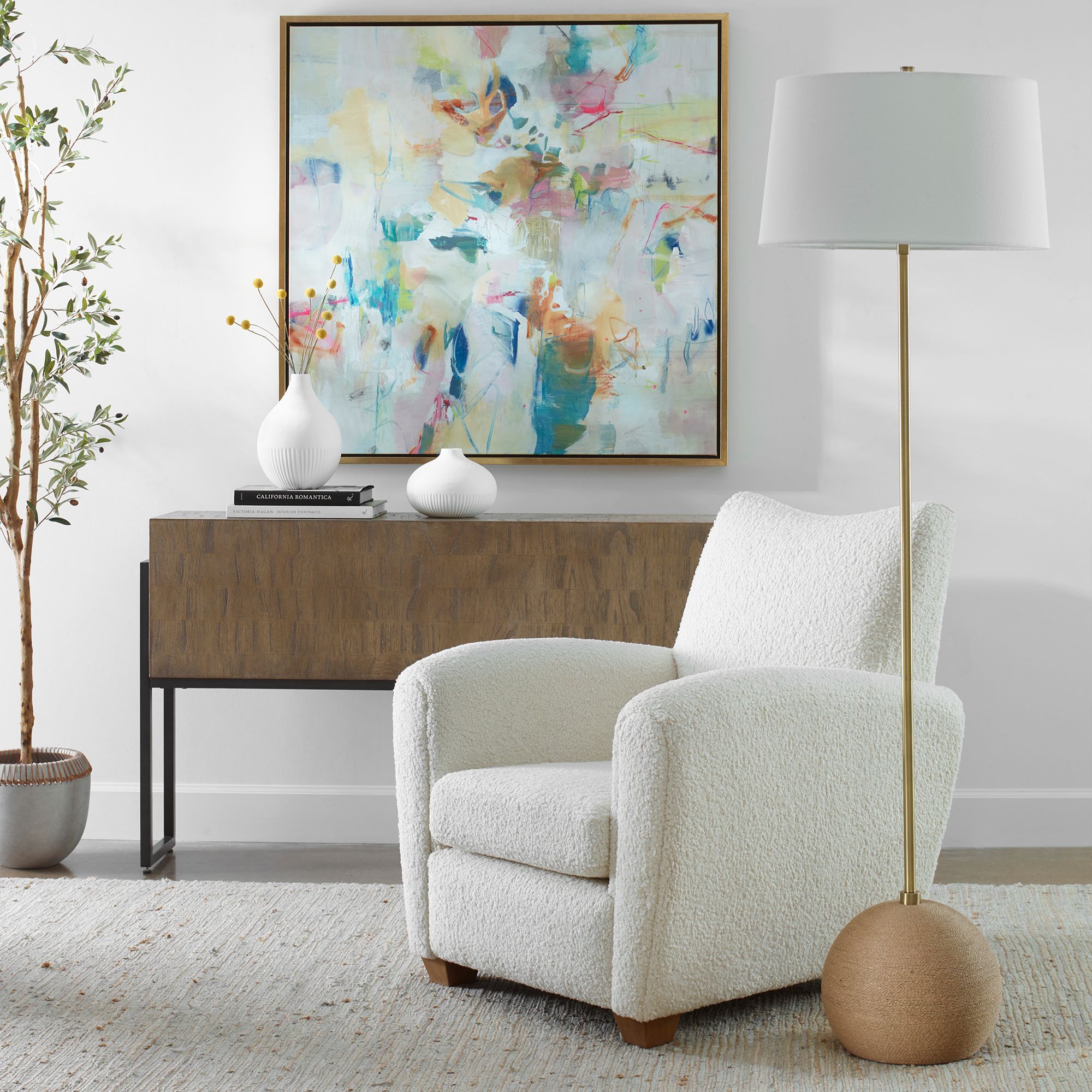 Image 6 Uttermost Captiva 65" High Contemporary Brass and Rattan Floor Lamp more views