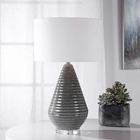 Image1 of Uttermost Carden Smoke Gray Glaze Ceramic Table Lamp