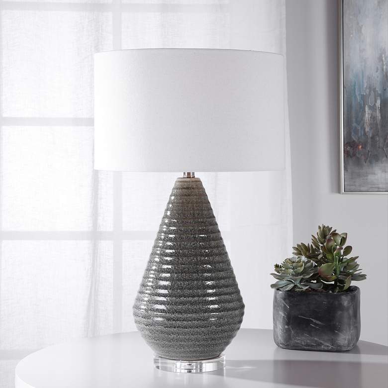 Image 1 Uttermost Carden Smoke Gray Glaze Ceramic Table Lamp
