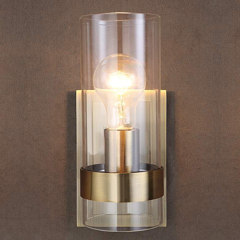 Image 1 Uttermost Cardiff 10 1/4" High Antique Brass Wall Sconce