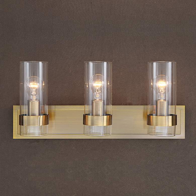 Image 1 Uttermost Cardiff 23-in Wide Antique Brass 3 Light Vanity