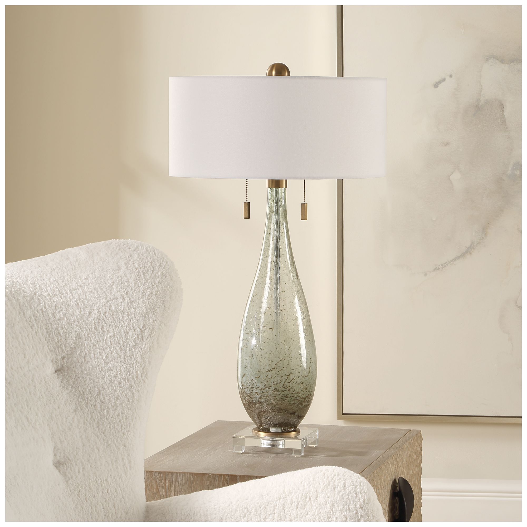 Image 3 Uttermost Cardon 32 1/4" Green Glass Table Lamp more views