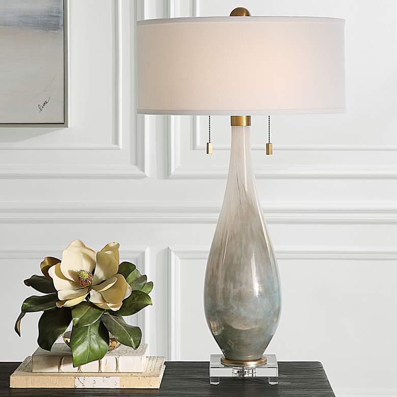 Image 1 Uttermost Cardoni 32 1/4" White and Smoked Bronze Glass Table Lamp