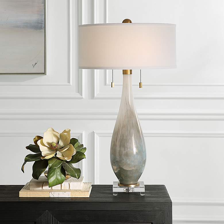 Image 1 Uttermost Cardoni 32 1/4" White and Smoked Bronze Glass Table Lamp