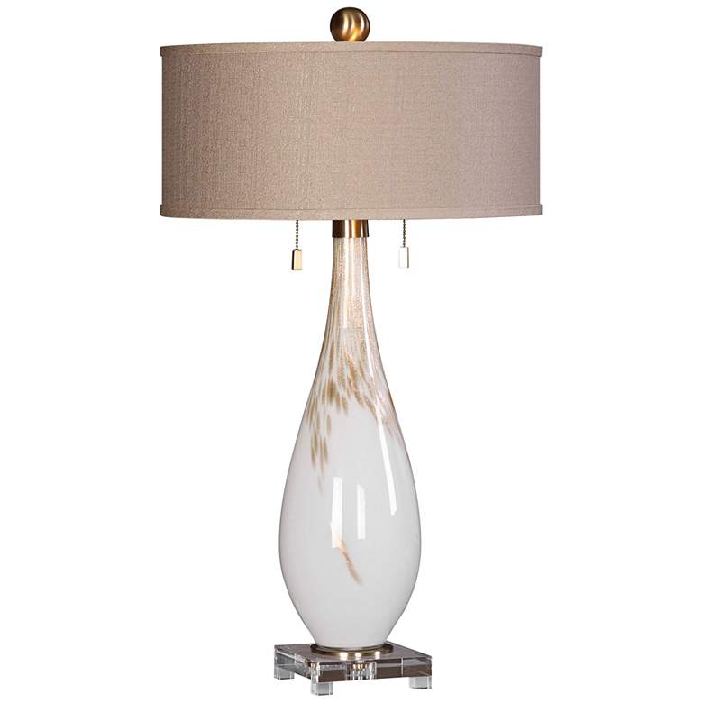 Image 2 Uttermost Cardoni 32 inch Gloss White Hand-Blown Glass Table Lamp