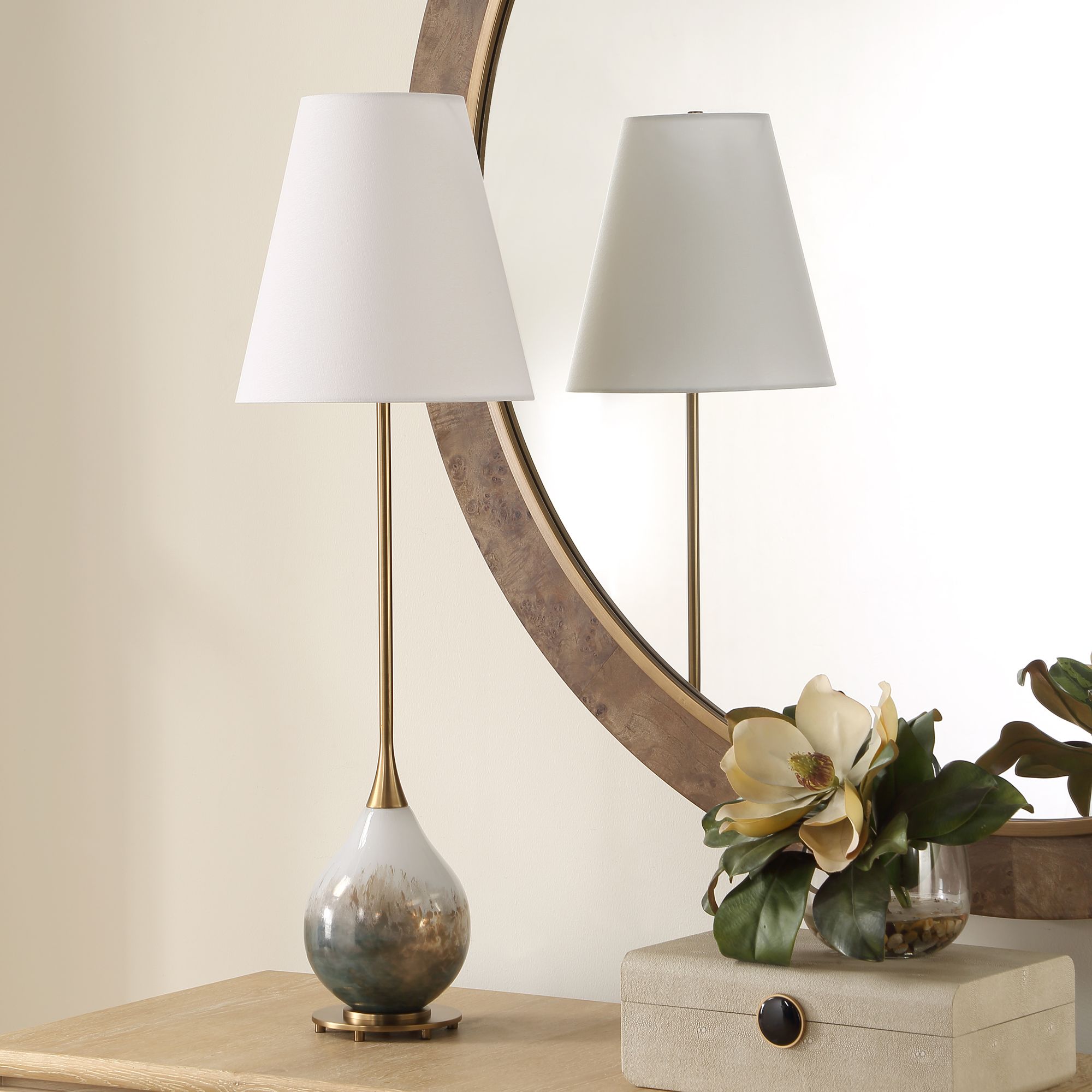 Image 3 Uttermost Cardoni 34 1/2" White and Smoke Bronze Glass Buffet Lamp more views