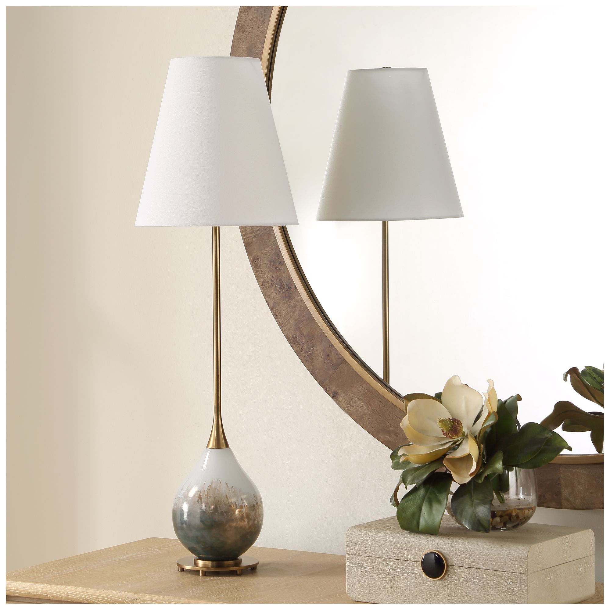 Image 3 Uttermost Cardoni 34 1/2" White and Smoke Bronze Glass Buffet Lamp more views