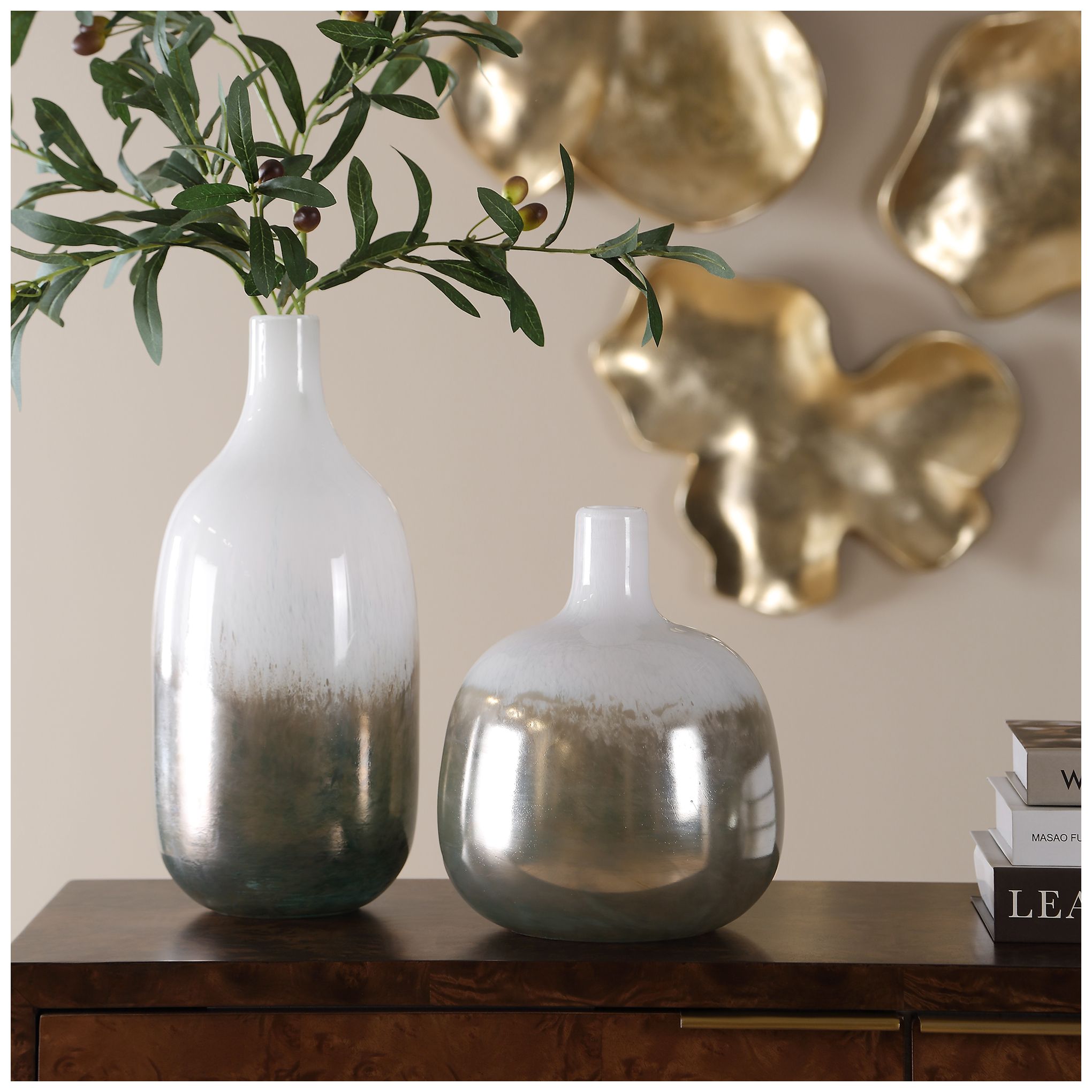 Image 2 Uttermost Cardoni Smoke Glass Set of 2 Vases more views