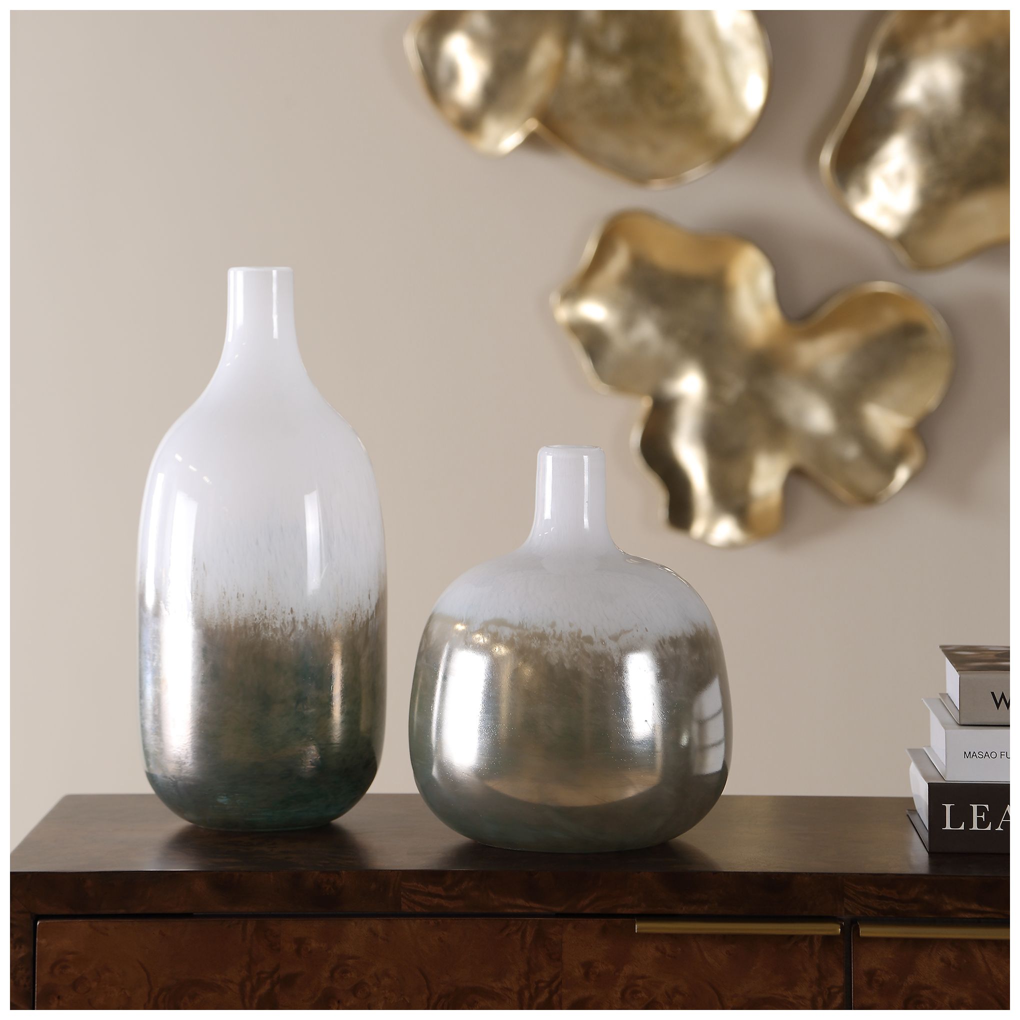 Image 3 Uttermost Cardoni Smoke Glass Set of 2 Vases more views