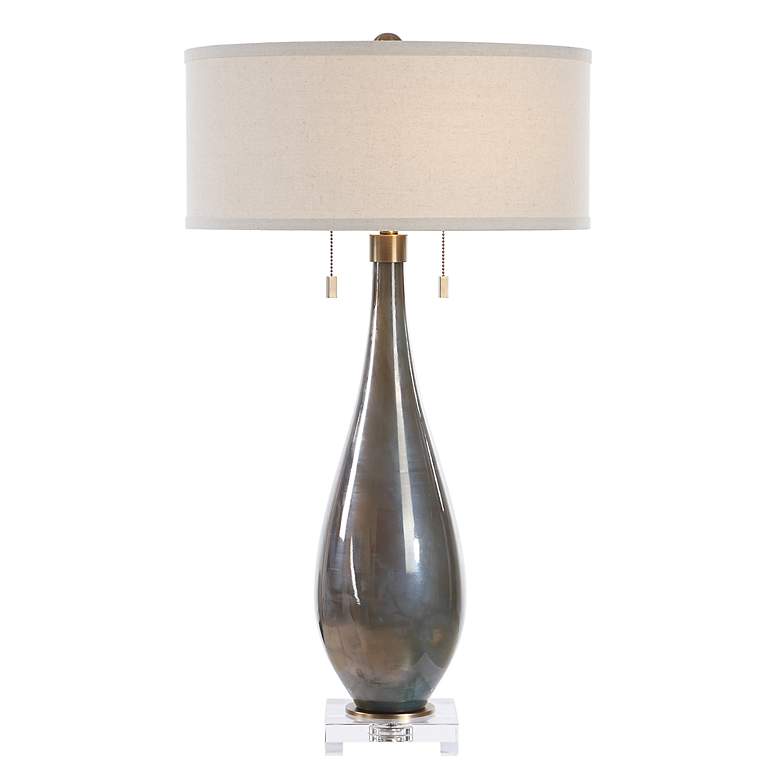 Image 2 Uttermost Cardoni White with Smoked Bronze Glass Table Lamp