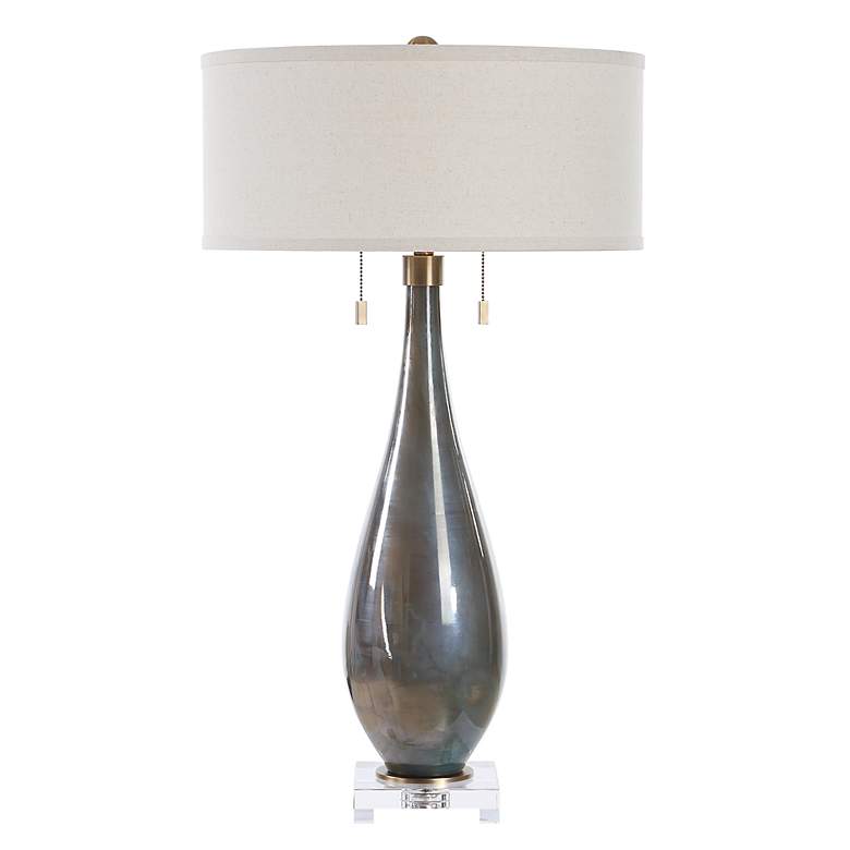 Image 4 Uttermost Cardoni White with Smoked Bronze Glass Table Lamp more views