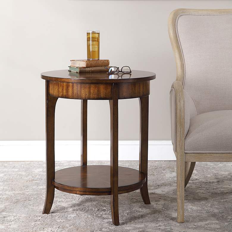 Image 1 Uttermost Carmel Distressed Veneer Lamp Table