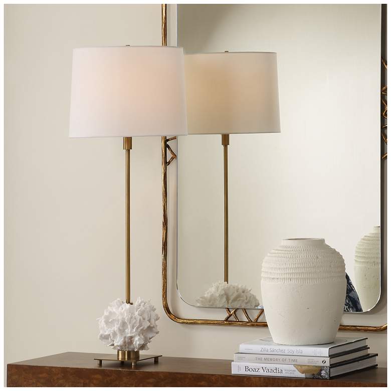 Image 1 Uttermost Caronia 35 1/2" Ivory and Brass Buffet Lamp