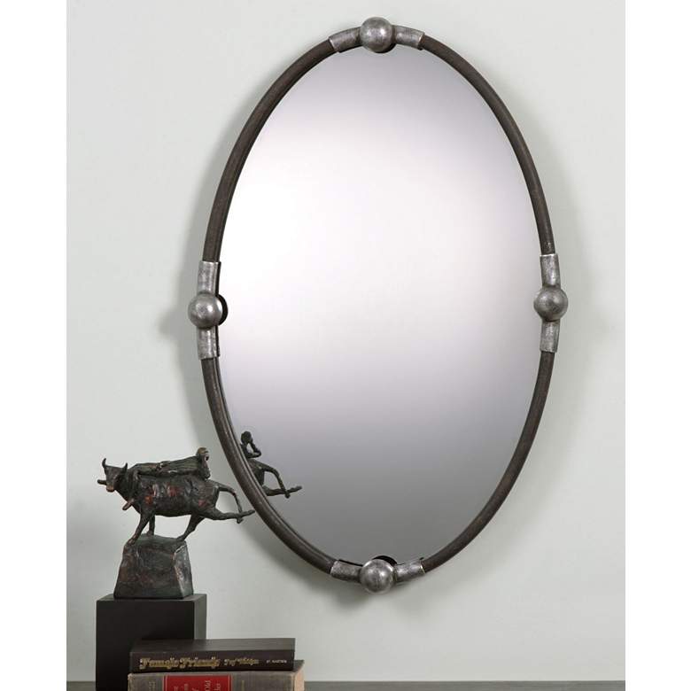 Image 1 Uttermost Carrick Rust Black 22" x 32" Oval Wall Mirror