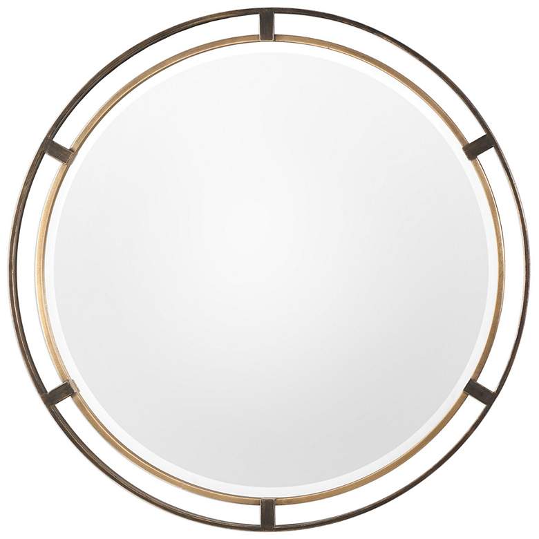 Image 2 Uttermost Carrizo Distressed Rustic Bronze 36 1/4" Round Wall Mirror