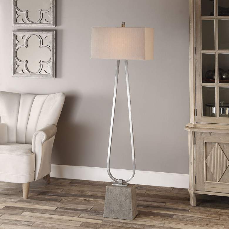 Image 1 Uttermost Carugo Plated Polished Nickel Floor Lamp