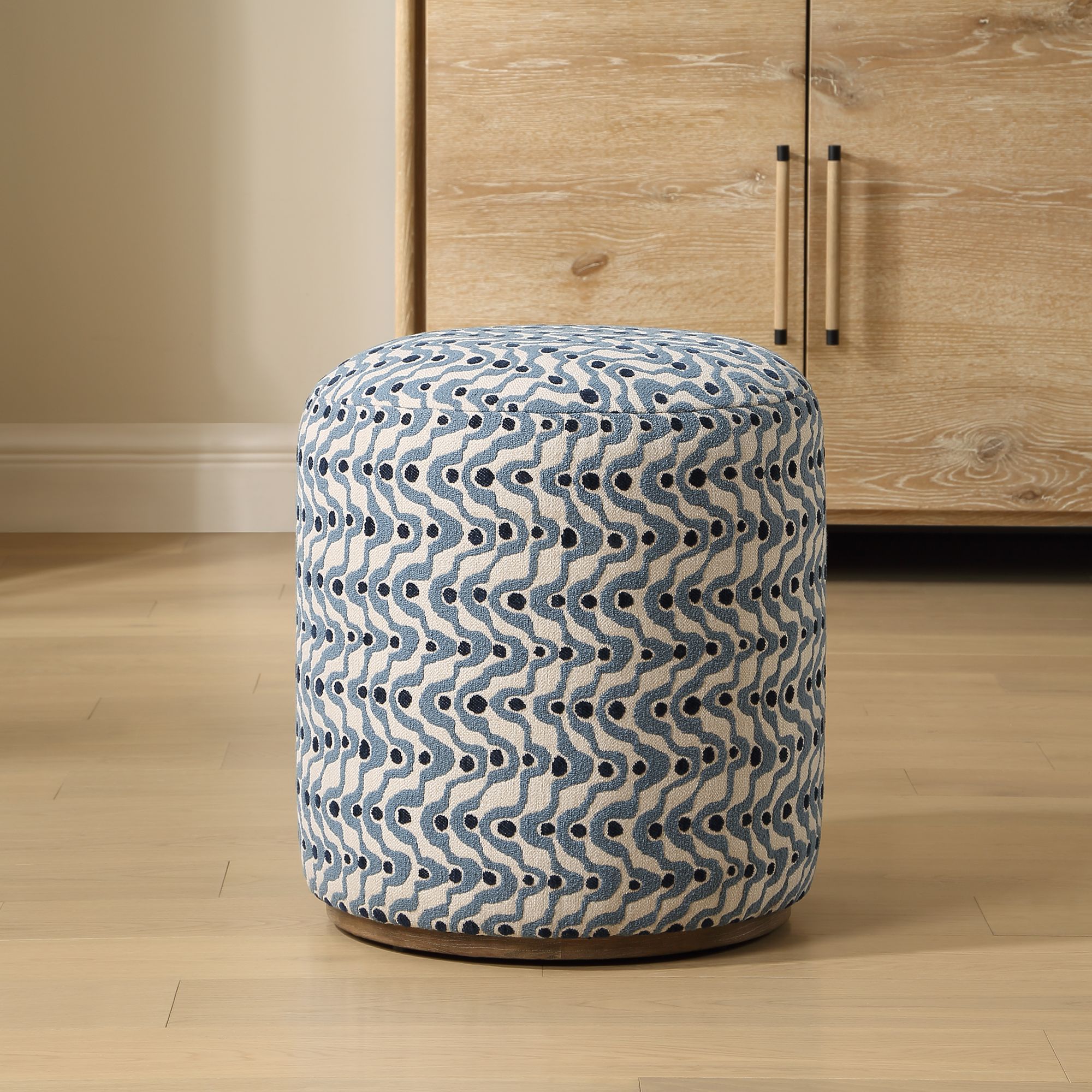 Image 4 Uttermost Cas Blue and White Fabric Ottoman more views