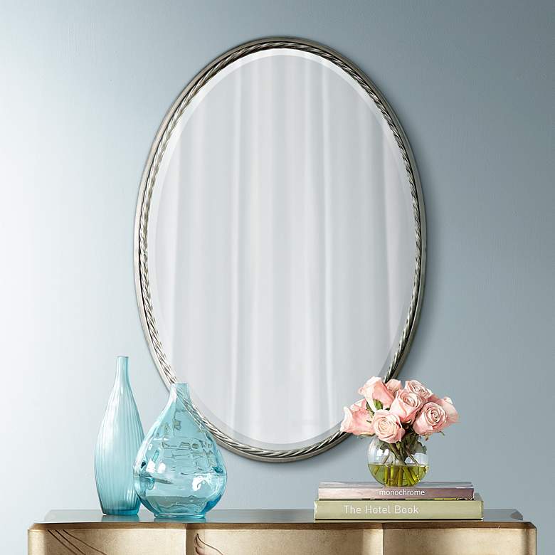 Image 1 Uttermost Casalina Nickel 22 inch x 32 inch Oval Wall Mirror