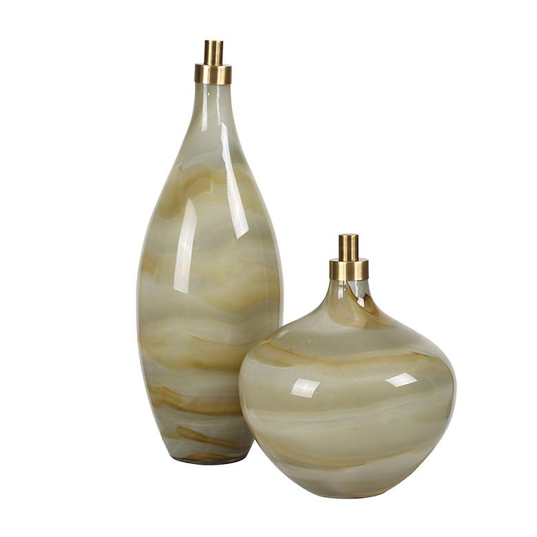Image 2 Uttermost Cascade 2-Piece Decorative Swirl Glass Bottle Set