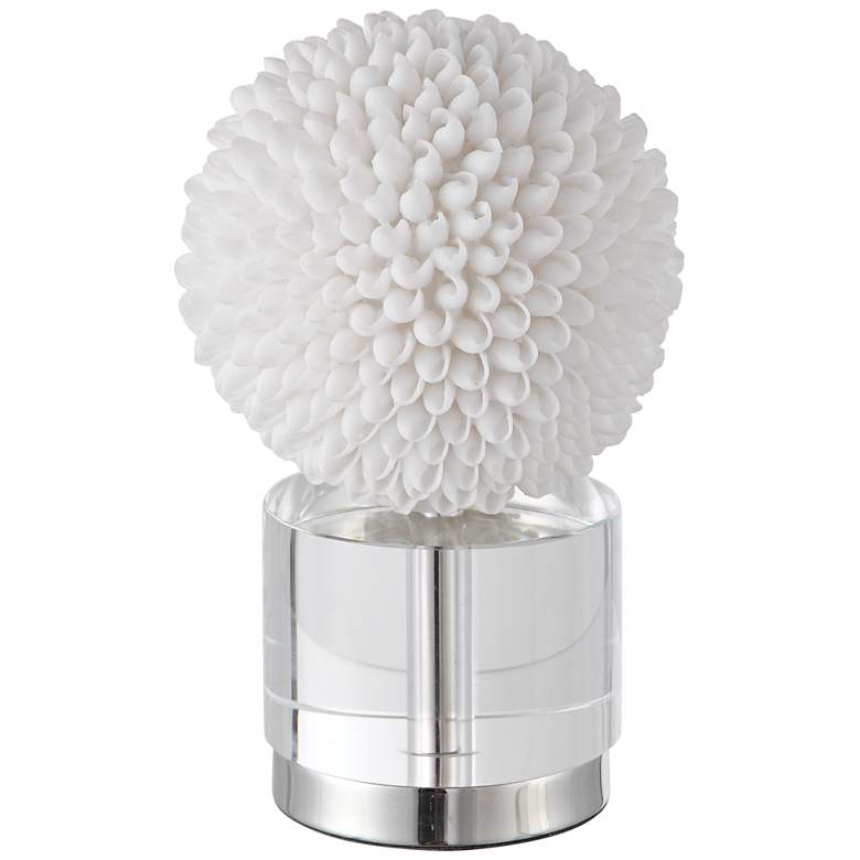 Image 2 Uttermost Cascara 10" High White Seashell Sphere Sculpture
