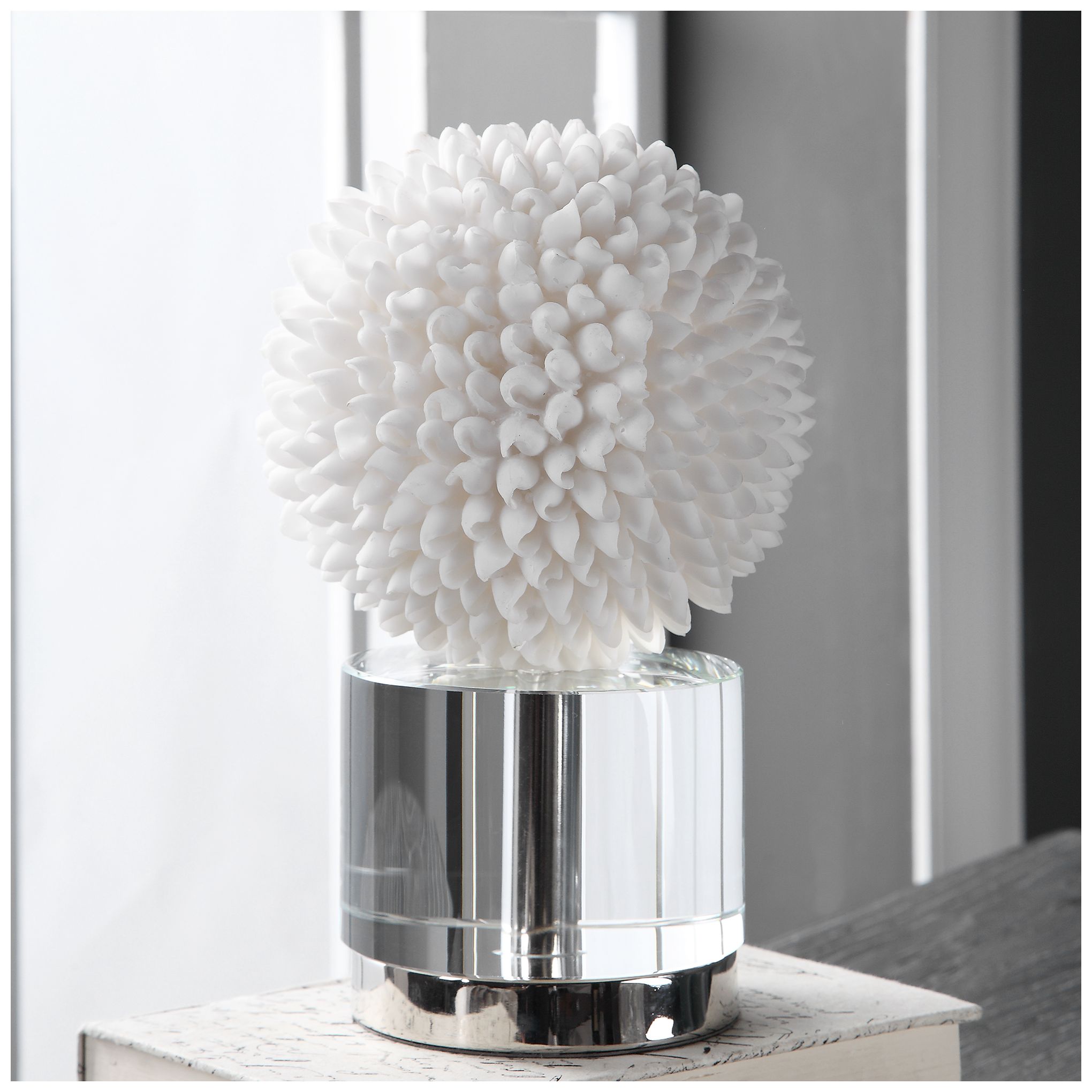 Image 4 Uttermost Cascara 10" High White Seashell Sphere Sculpture more views