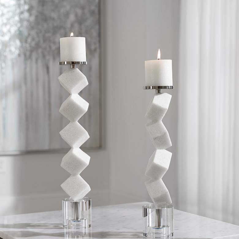 Image 1 Uttermost Casen Ivory Stone Candleholders Set of 2