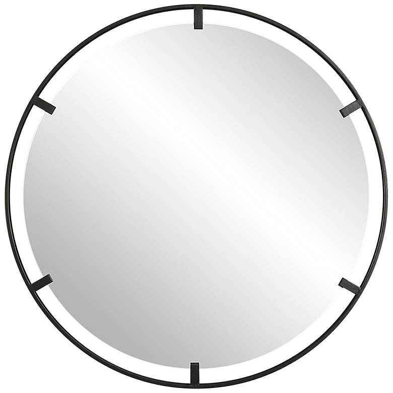 Image 2 Uttermost Cashel Satin Black 34" Round Wall Mirror