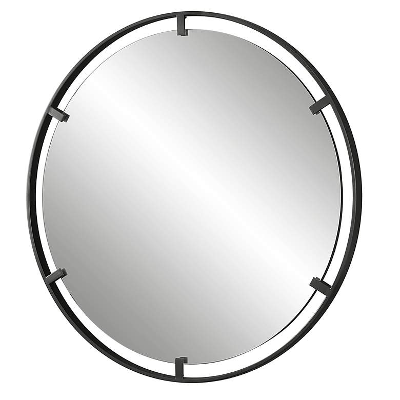 Image 4 Uttermost Cashel Satin Black 34" Round Wall Mirror more views