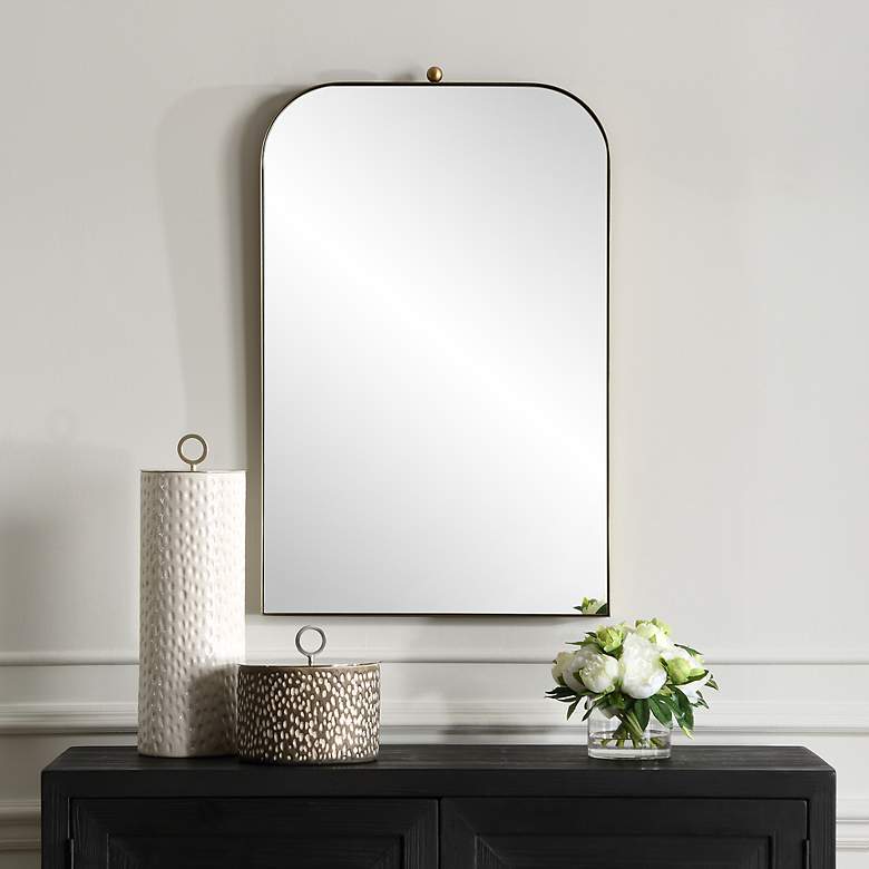 Image 2 Uttermost Cassidy Brass Plated 21" x 33" Arch Wall Mirror