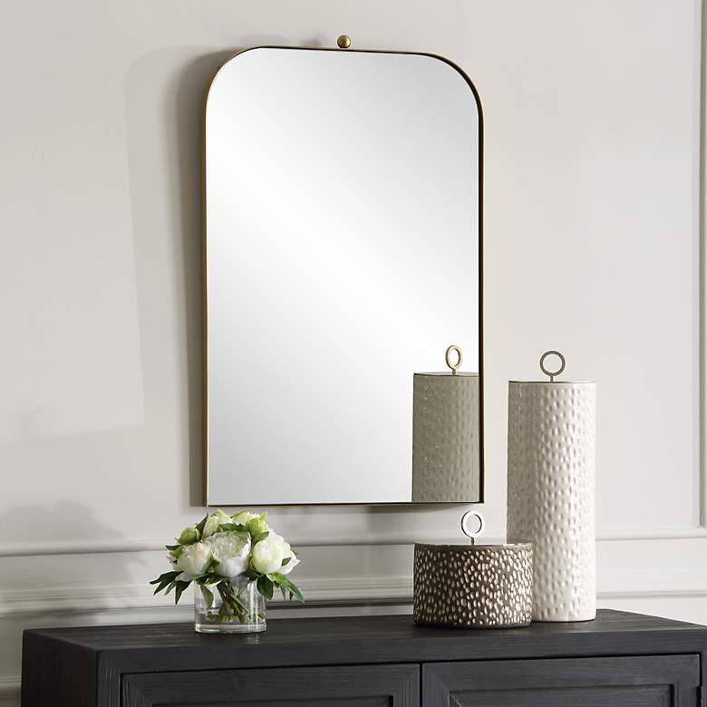 Image 4 Uttermost Cassidy Brass Plated 21" x 33" Arch Wall Mirror more views
