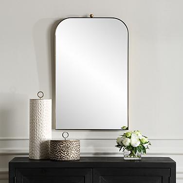 Uttermost Cassidy Brass Plated 21" x 33" Arch Wall Mirror