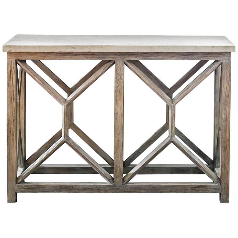 Image 2 Uttermost Catali 41 inch Wide Oatmeal Wash Wood Console Table