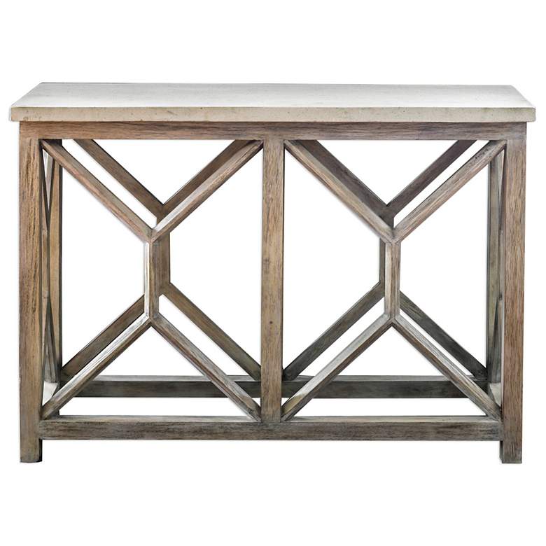 Image 2 Uttermost Catali 41 inch Wide Oatmeal Wash Wood Console Table