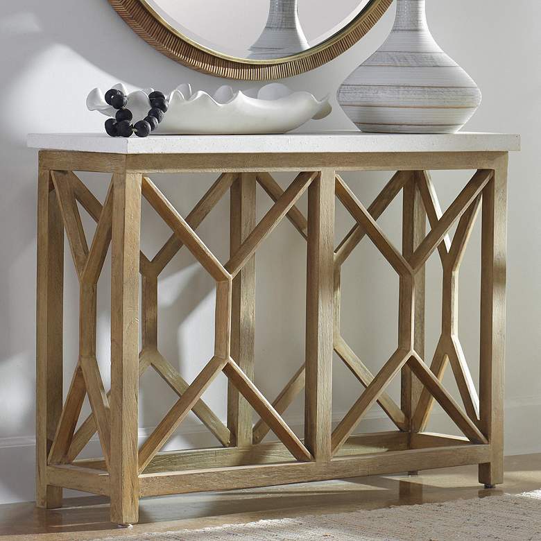 Image 1 Uttermost Catali 41" Wide Oatmeal Wash Wood Console Table