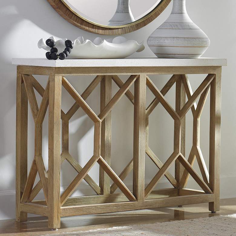 Image 1 Uttermost Catali 41 inch Wide Oatmeal Wash Wood Console Table