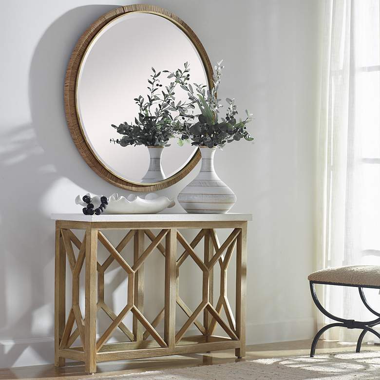 Image 3 Uttermost Catali 41" Wide Oatmeal Wash Wood Console Table more views