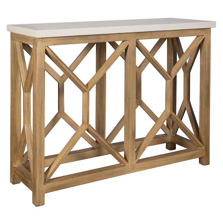 Image 4 Uttermost Catali 41 inch Wide Oatmeal Wash Wood Console Table more views