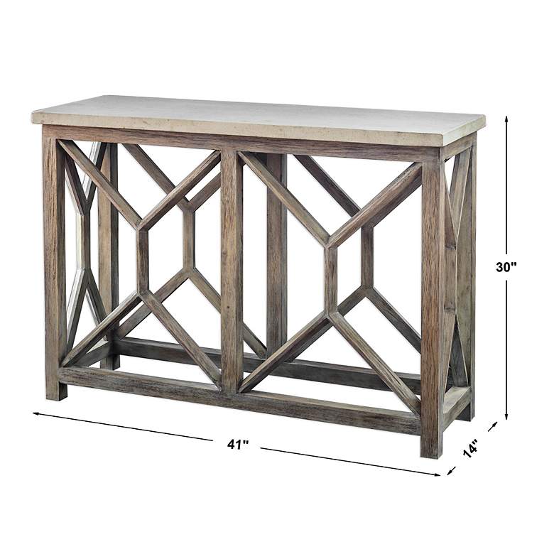Image 7 Uttermost Catali 41" Wide Oatmeal Wash Wood Console Table more views